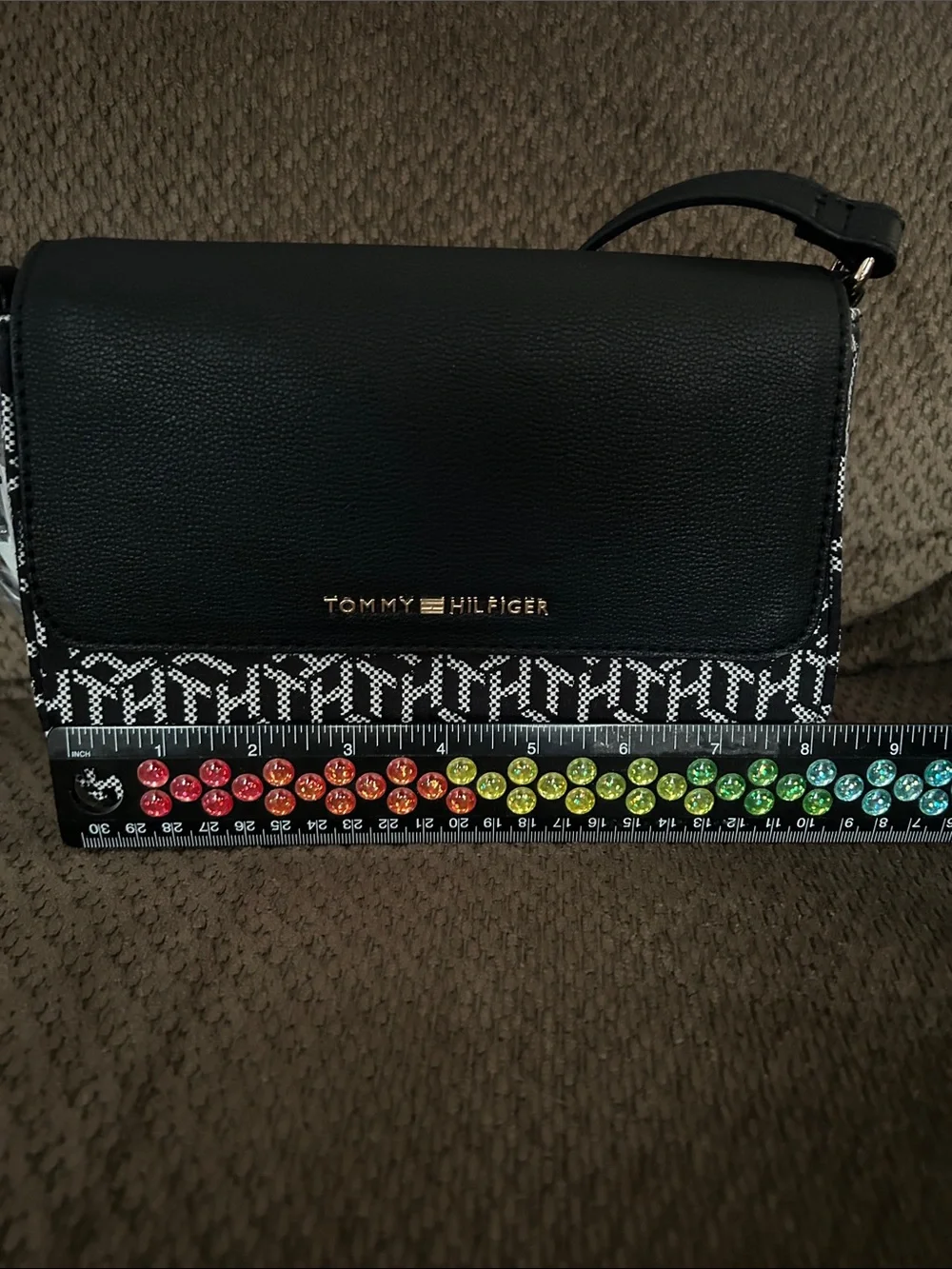 Tommy Hilfiger Black and White Monogram Crossbody Bag - Picture 7 of 8